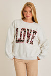 "Love" Contrast Long Sleeve Crew Neck Oversized Sweatshirt