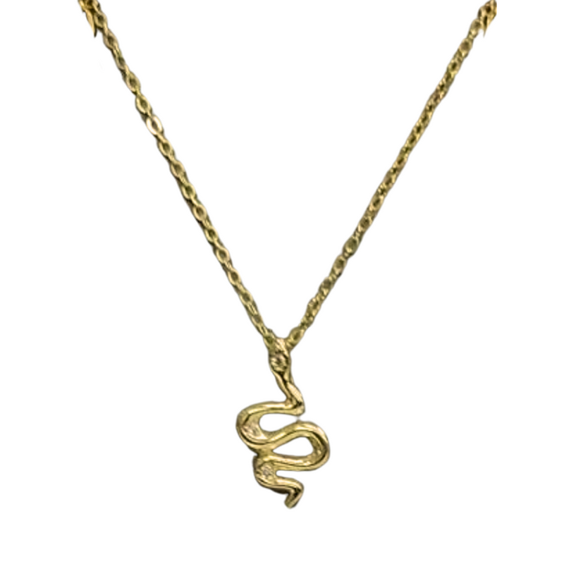 Gold Plated Snake Charm Necklace