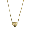 Gold Fluted Heart with Crystal Pendant Necklace