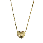 Gold Fluted Heart with Crystal Pendant Necklace