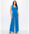 Last Tango Sleeveless Jumpsuit w/ Tie Waist - Cobalt