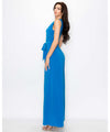 Last Tango Sleeveless Jumpsuit w/ Tie Waist - Cobalt