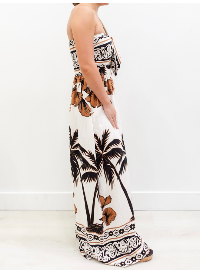 Tube Tie Front Chest Smocked Back Jumpsuit