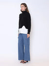 Gracia Roll Neck Slit Sweater w/ Layering Top