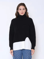 Gracia Roll Neck Slit Sweater w/ Layering Top