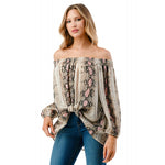 Ariella Off the Shoulder Tie Front Top