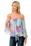 Vava Cordelia Off the Shoulder Top - Multi Zebra