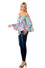 Vava Cordelia Off the Shoulder Top - Multi Zebra