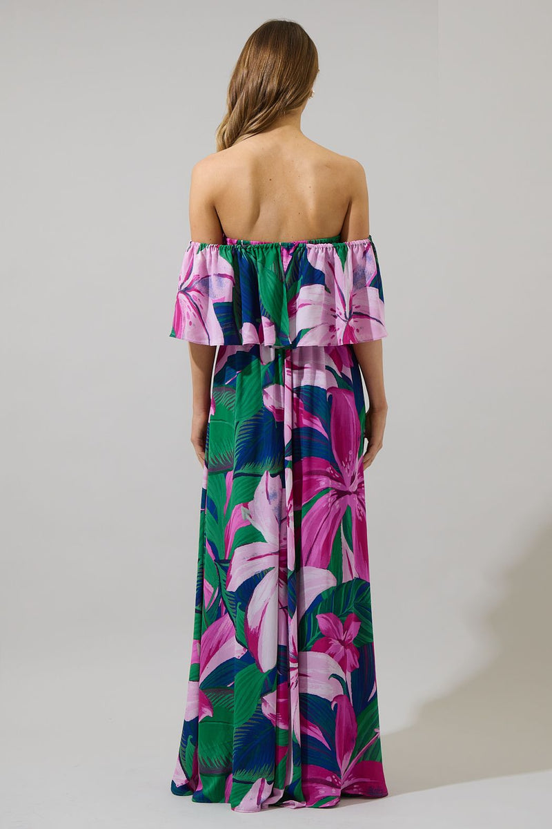 Ellerton Tropics Enamored Off the Shoulder Ruffle Dress