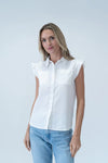 Flutter Sleeve Button Down Top - Ivory