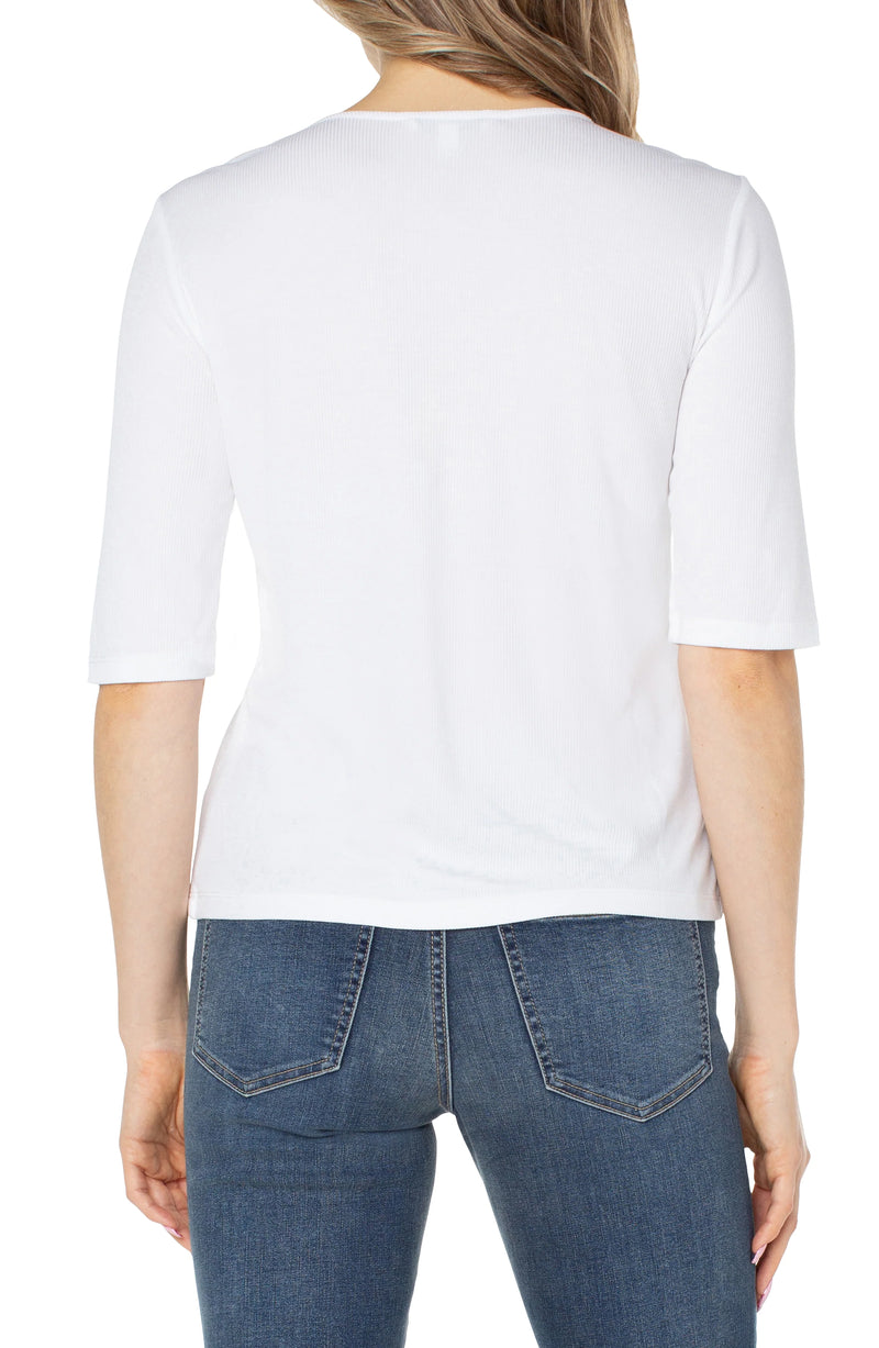 Liverpool Double Layer V-Neck Top - Cream