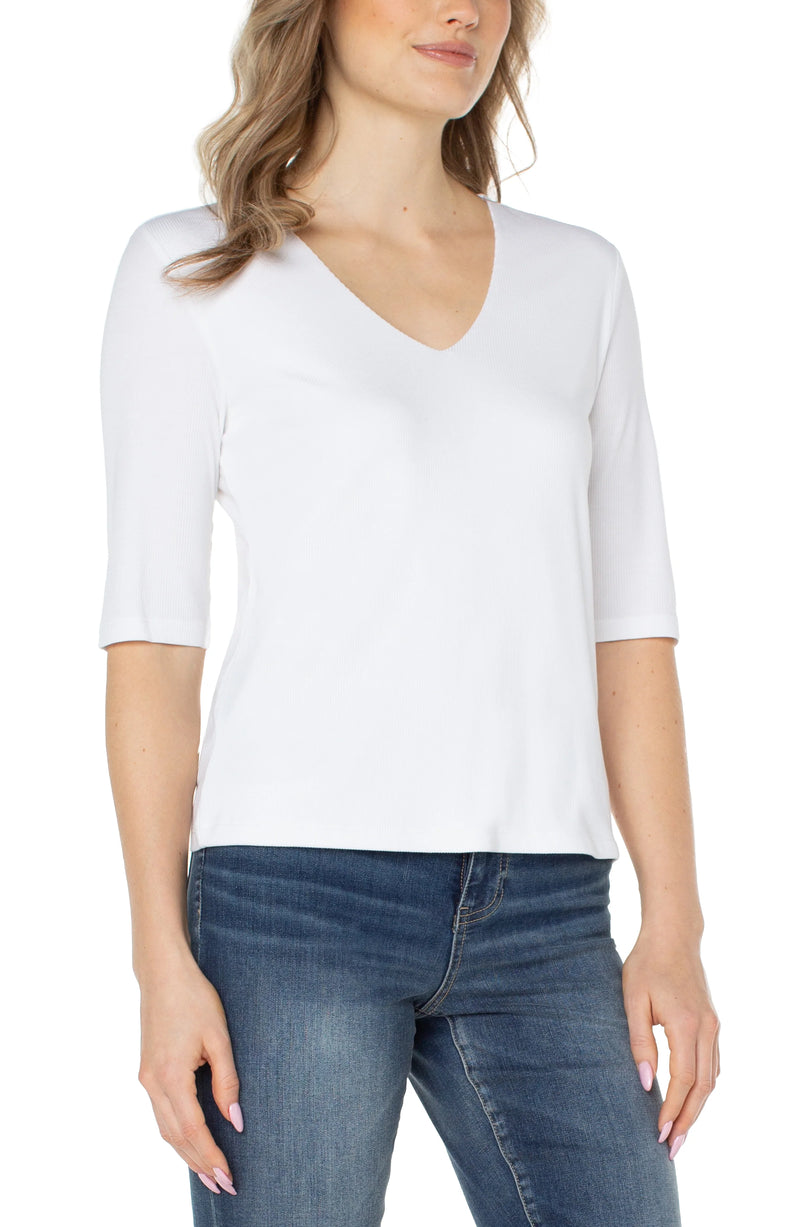 Liverpool Double Layer V-Neck Top - Cream