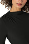 Liverpool Long Sleeve Mock Neck Top w Shirring