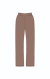 Cozy brown sweatpants with an elastic waistband featuring the phrase "Your Feelings are Safe Here," ideal for Long Island boutique fashion.