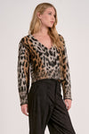 Stylish Elan Cheetah Sweater Cardigan features a cozy cropped fit with a flattering V-neckline and eye-catching animal print, perfect for Long Island boutique fashion.