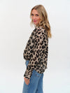 Long Sleeve Cheetah Twist Front Blouse