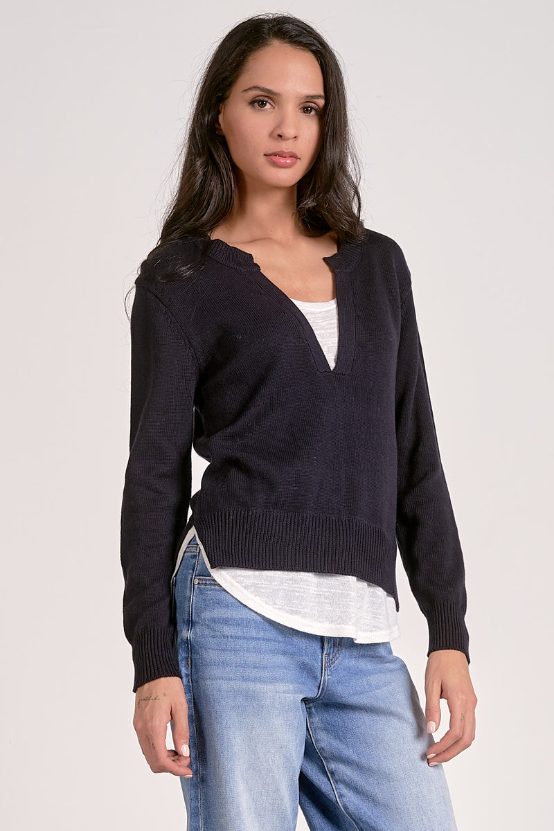Elan Sweater V-Neck Layered Top