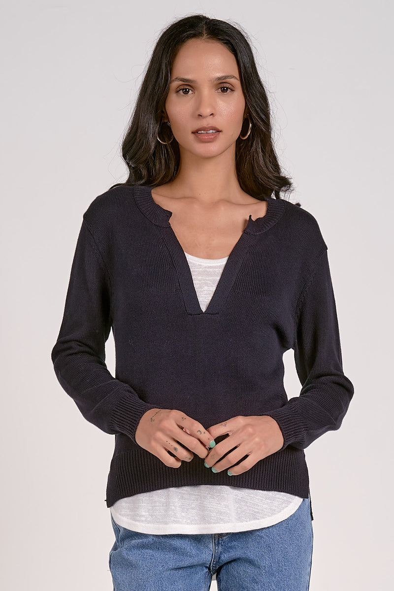 Elan Sweater V-Neck Layered Top