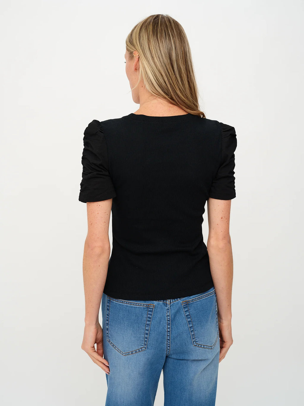 Alexandria Ribbed Ruched Sleeve Top