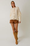 Round Neck Long Sleeve Fringe Cardigan