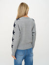 Cozy gray Game Day Graphic Sweater featuring navy star details on the sleeves, ideal for relaxed Long Island boutique fashion.