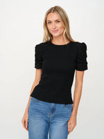 Alexandria Ribbed Ruched Sleeve Top