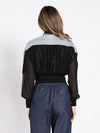 Gracia Zip Front Spliced Cropped Denim Jacket