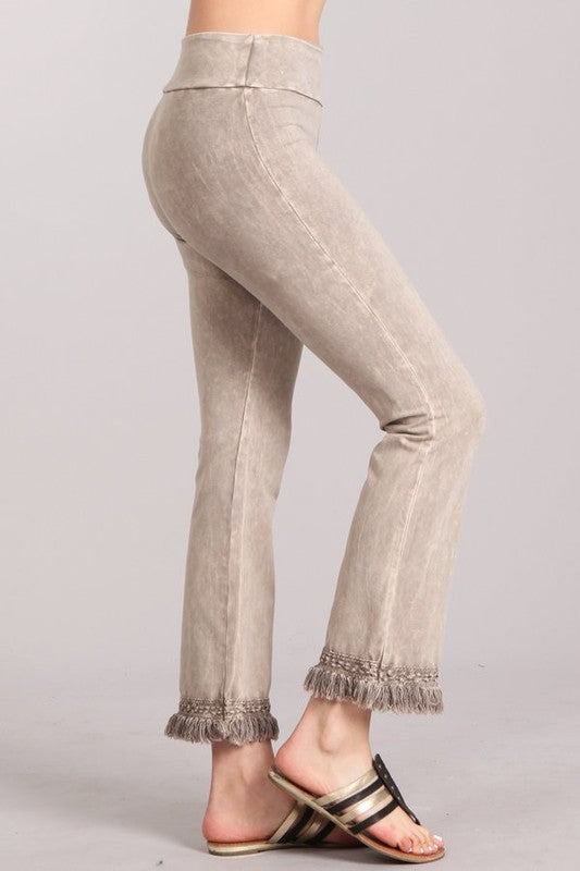 Mineral Wash Pants w/ Crochet Fringe - Light Denim – TandyWear
