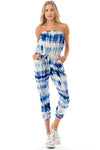 Ariella Jogger Leg Tube Jumpsuit w/ Pockets - Blue