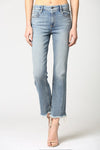 Hidden Inseam Mid Rise Cropped Flare w Slit Jeans