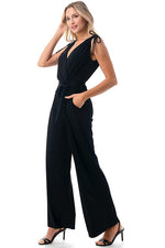 Ariella Surplice Culotte Jumpsuit - Black