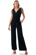 Ariella Surplice Culotte Jumpsuit - Black