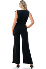 Ariella Surplice Culotte Jumpsuit - Black
