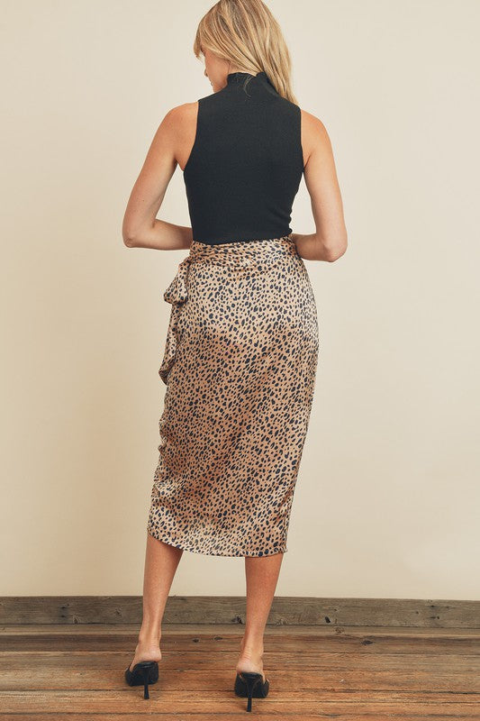 Wildcat Print Midi Wrap Skirt