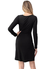 Long Sleeve Front Knot Detail Dress