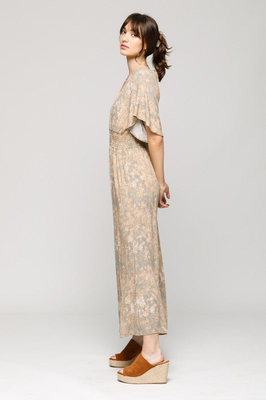 Printed V-Neck Jumpsuit