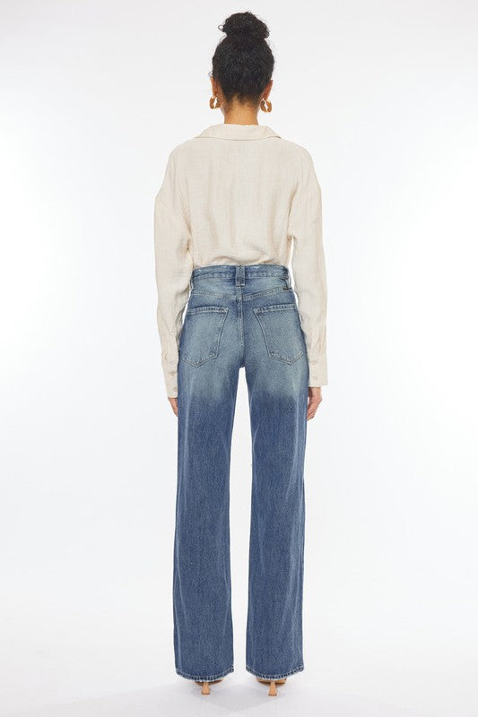 Kan Can Ultra High Rise Distressed 90's Flare Jeans