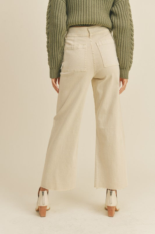 Straight Wide Leg Denim Pants