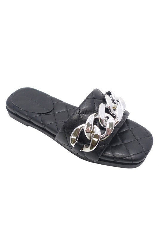CHANEL, Shoes, Chanel Chainlink Slide Sandals Size 8
