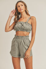 Ruched Detail Crop Top and Short Set