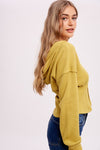 Ribbed Knit Hoodie Top - Lemon Grass