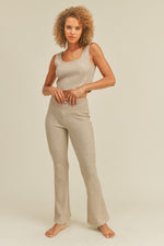 Soft Brushed Waffle Knit Crop Top & Flare Pant