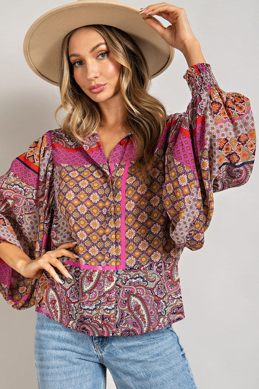 Boho Puff Sleeve Top