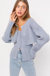 Button Front Sweater Tube Top w/ Cropped Cardigan