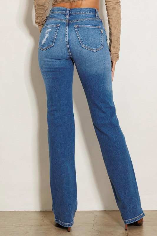 Vibrant High Rise Subtle Distressed Jeans