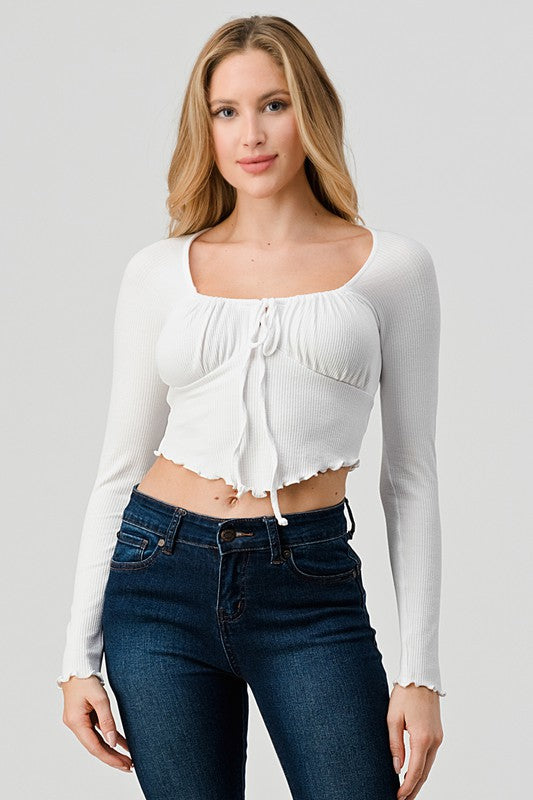 Girly Tie Front Top