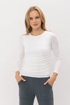 Double Layer Side Ruched Round Neck Top