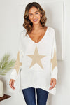 Venti6 Star Logo V-Neck Sweater Top
