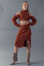 Cold Shoulder Crop Top and Skirt