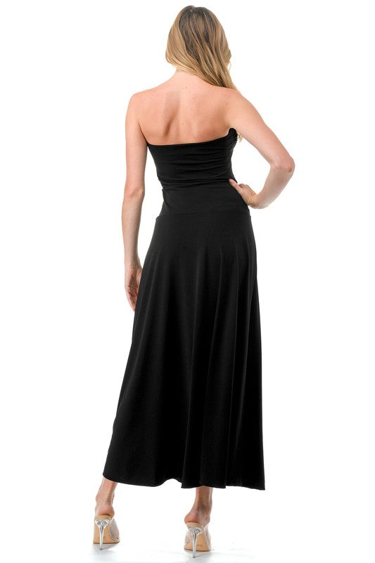 Ariella Tube Flare Maxi Dress - Black